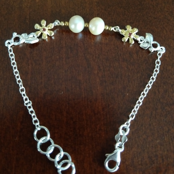 Sterling natural pearl bracelet artistic - Picture 2 of 8
